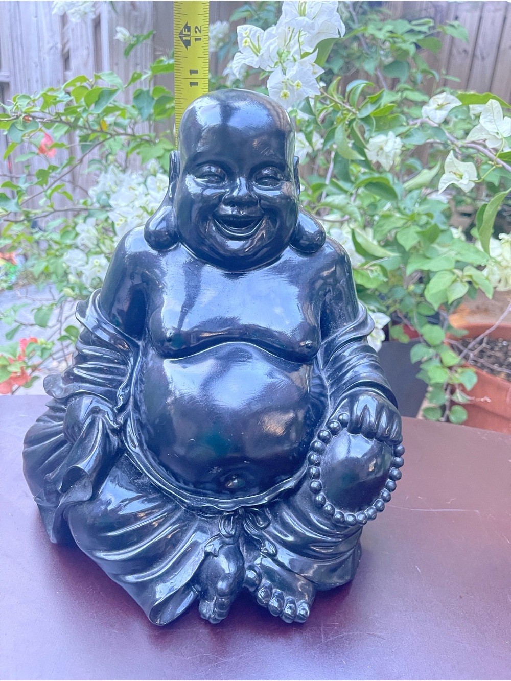 Black Laughing Buddha Figurine - Decorative Home Art - Picture 7 of 8